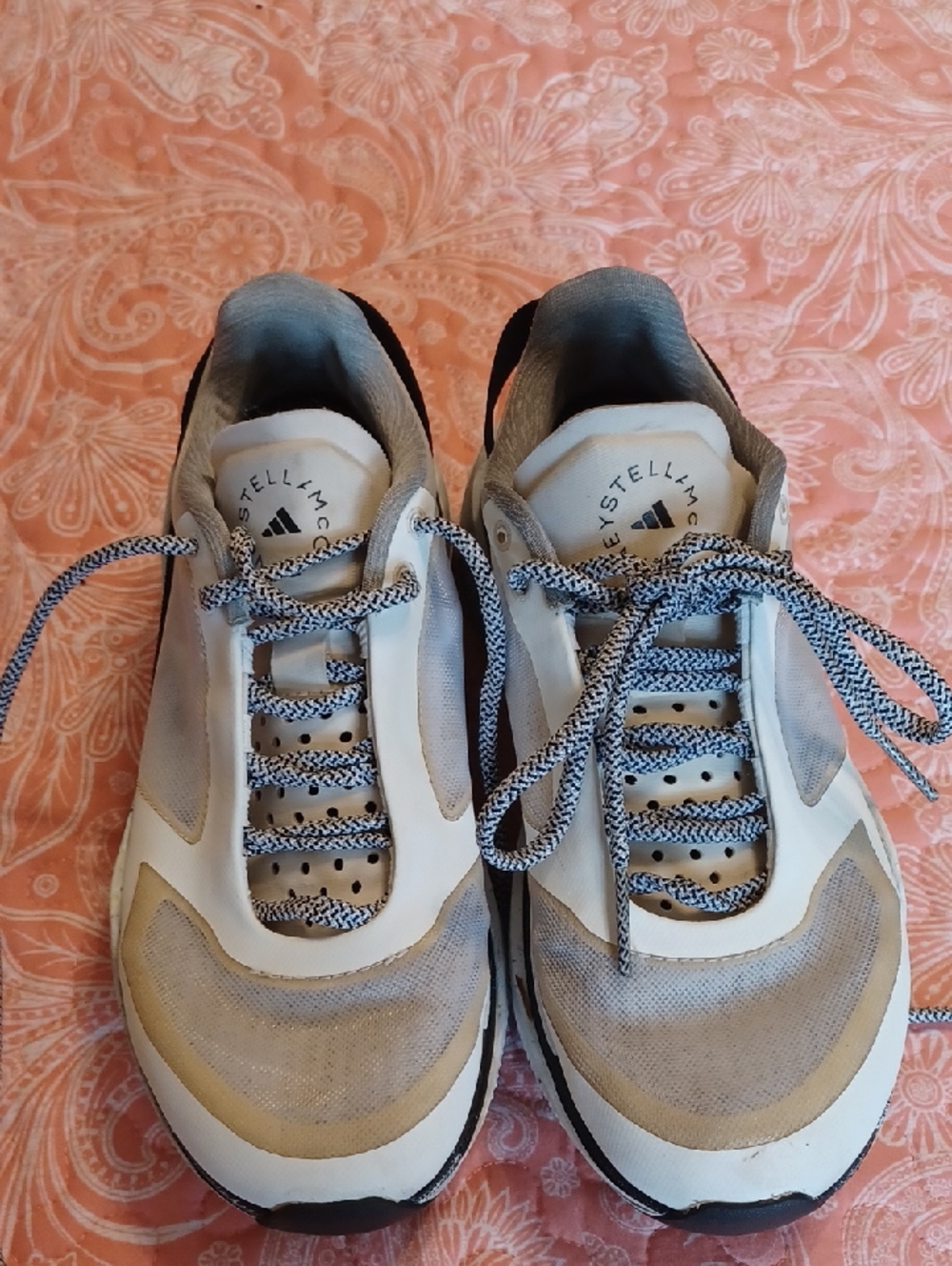 Stella McCartney By Adidas Sz 7, White & Beige Athletic Sneakers.
